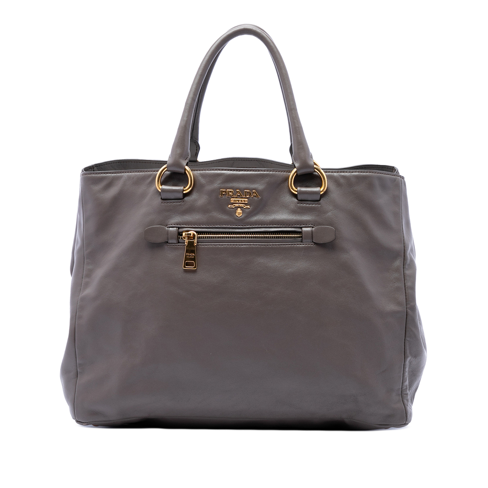 Pre-Loved Prada Soft Calf Front Zip Open Convertible Tote